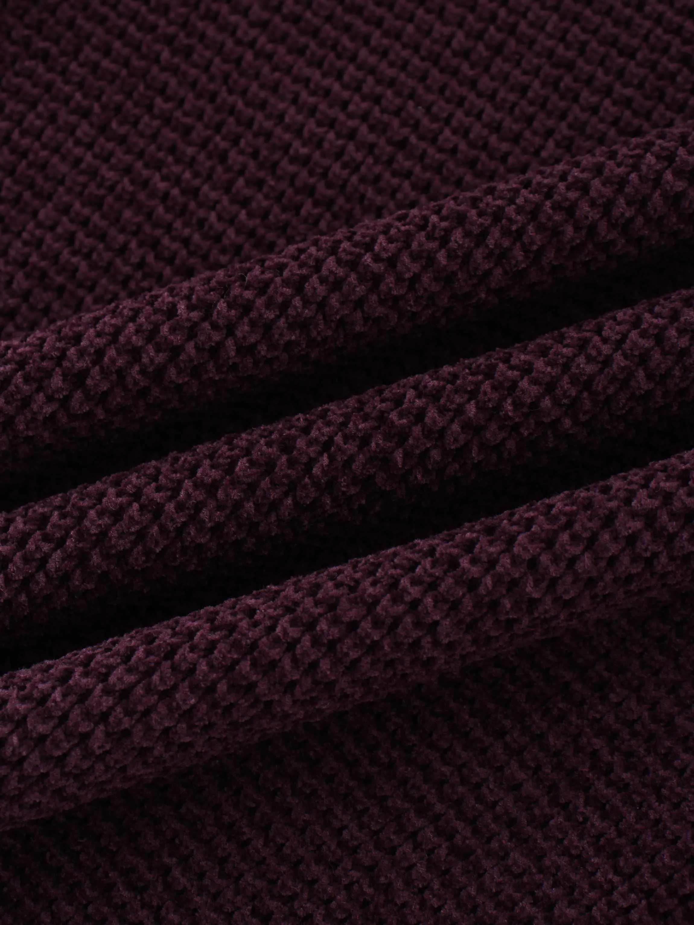 Chenille Waffle Sweater-Plum