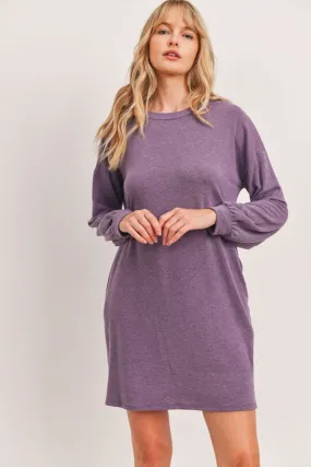 Cherish Balloon Sleeve Dress - Purple