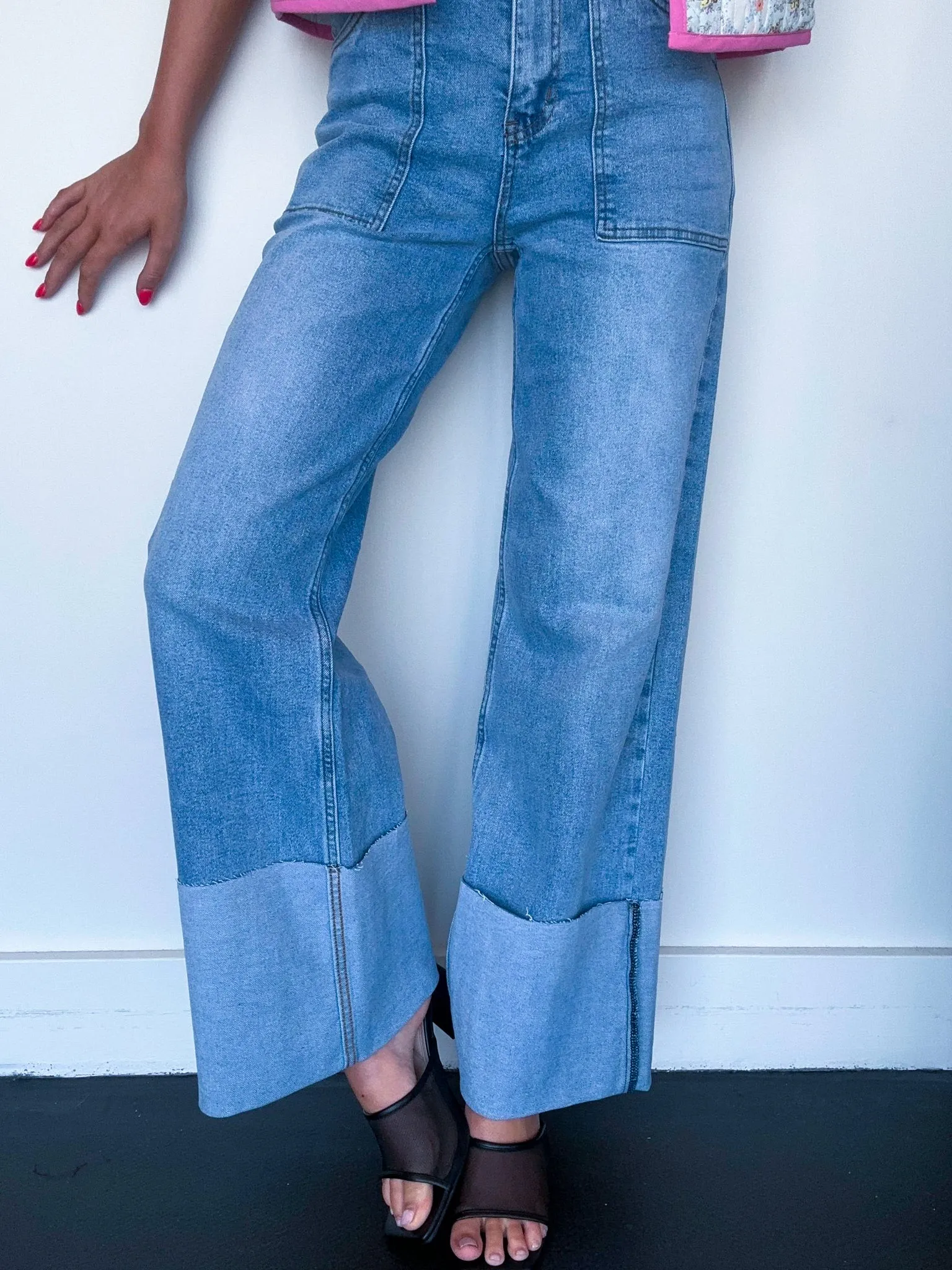 Chunky Hem Light Wash Denim