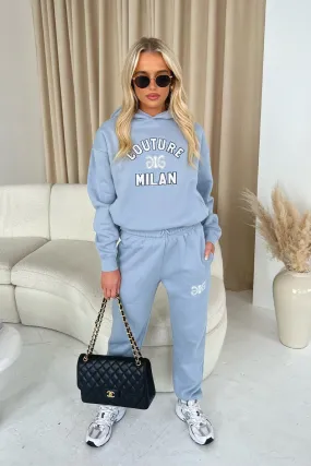 Couture Milan baby blue hoodie and joggers premium loungewear