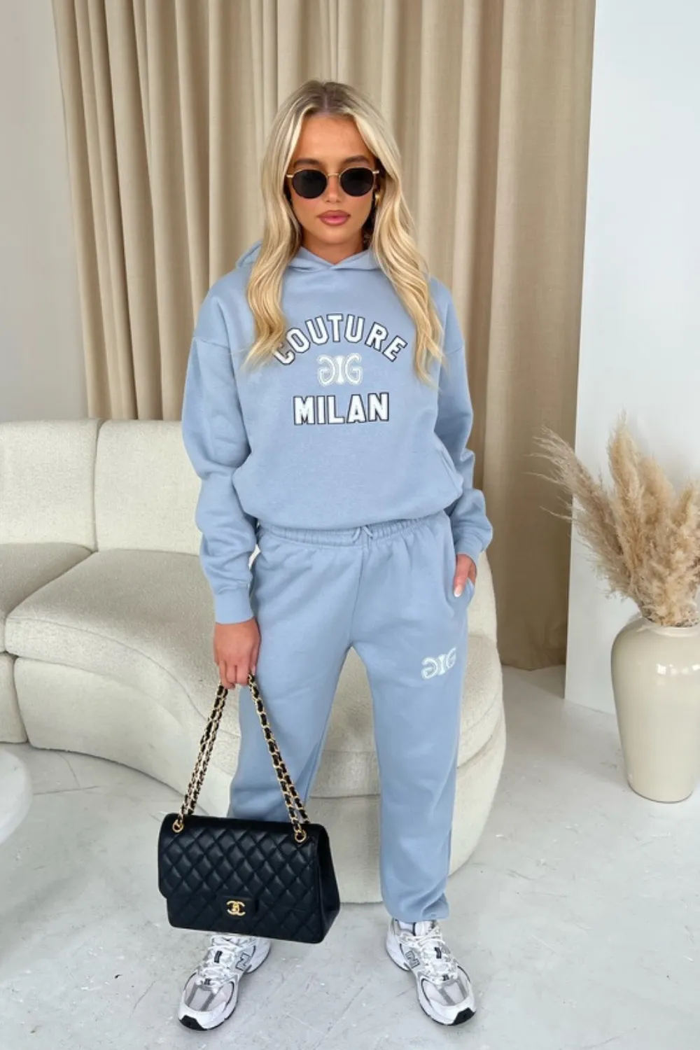 Couture Milan baby blue hoodie and joggers premium loungewear