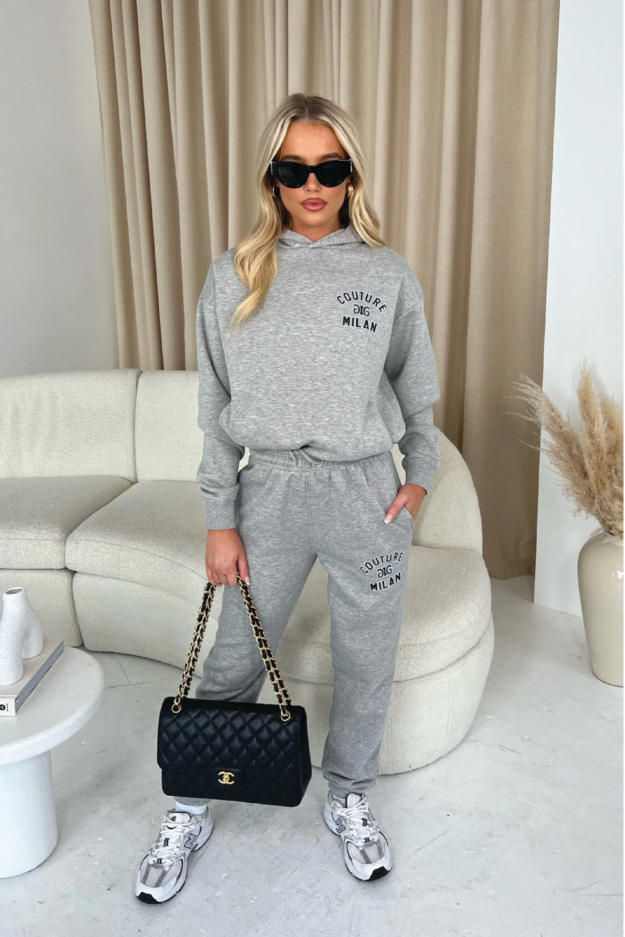 Couture Milan melange grey hoodie and joggers premium loungewear