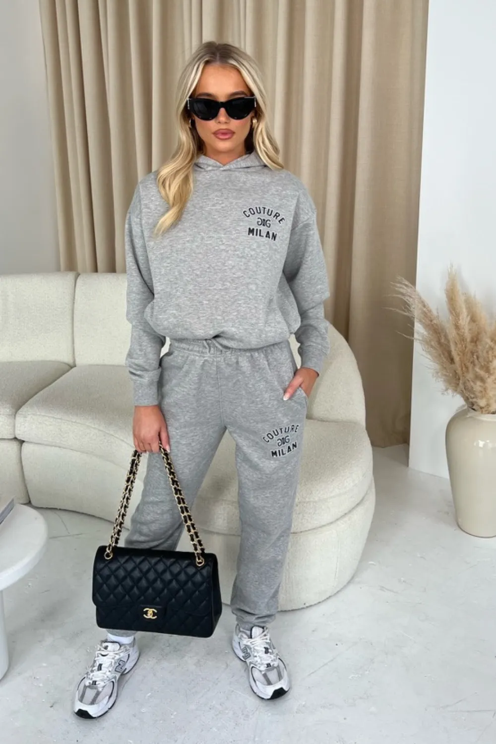 Couture Milan melange grey hoodie and joggers premium loungewear