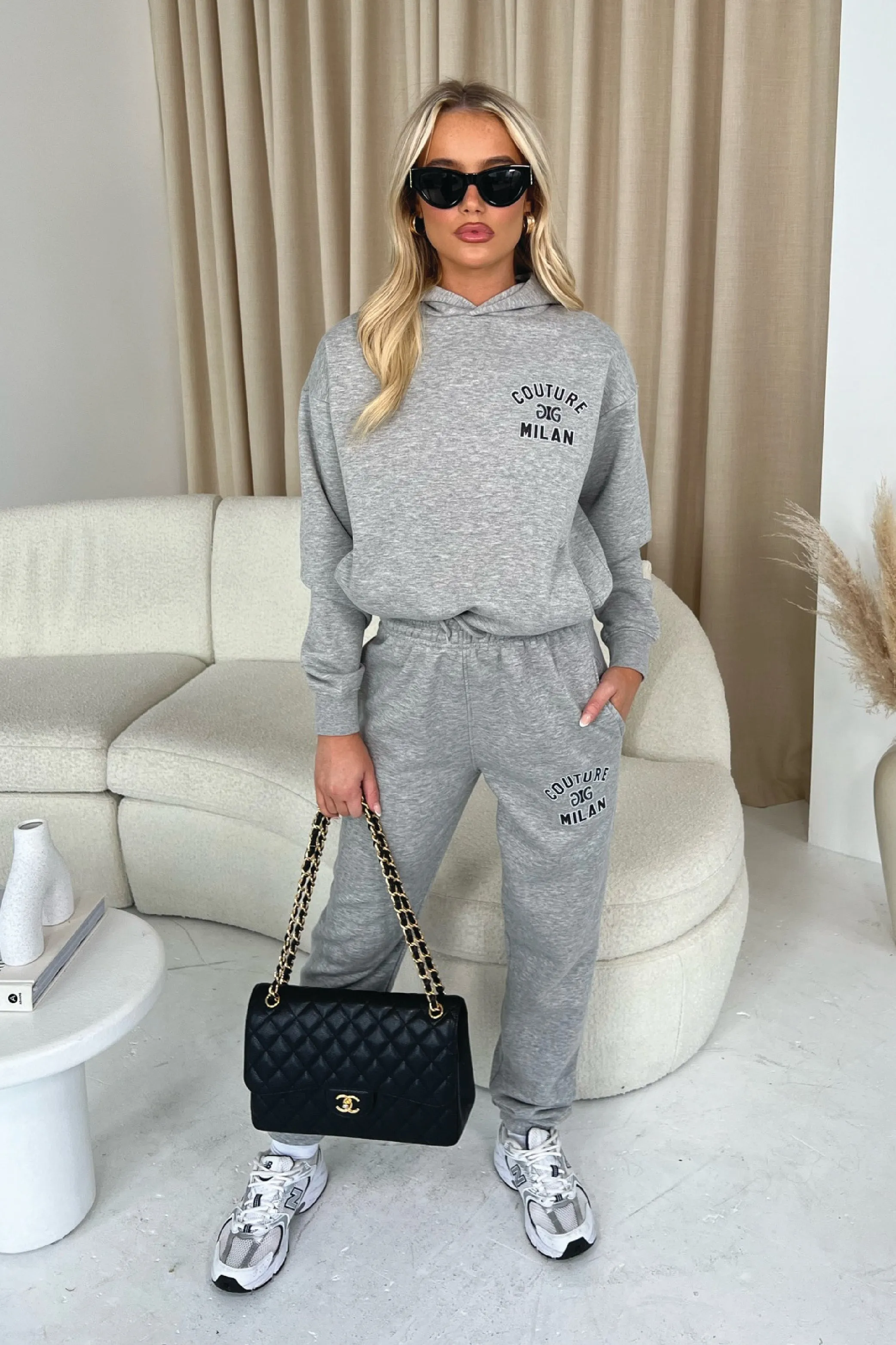 Couture Milan melange grey hoodie and joggers premium loungewear