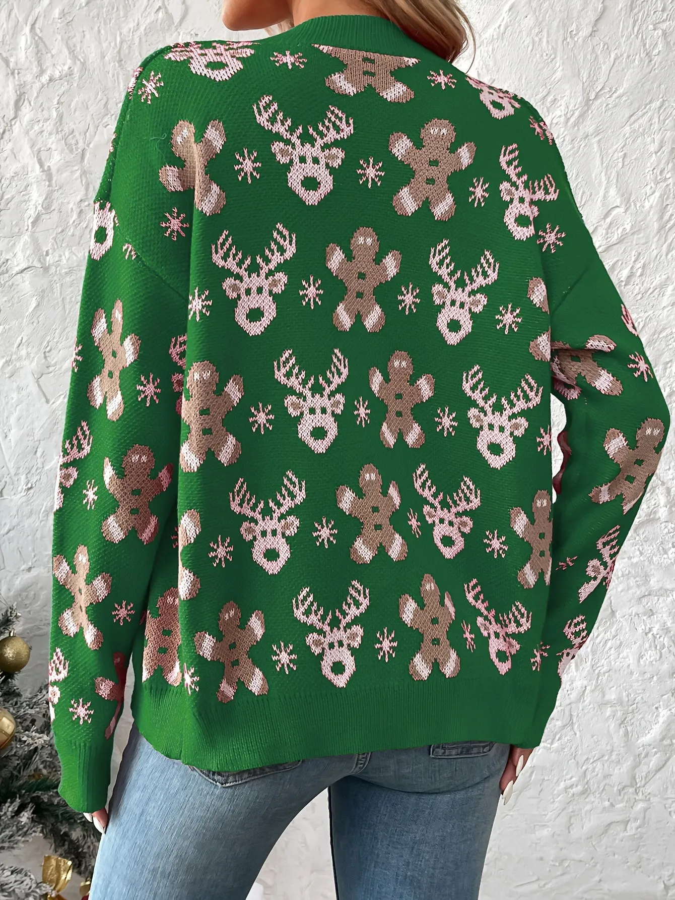 Cozy Christmas Pattern Button Down Knit Cardigan - Elegant V Neck, Long Sleeve, Soft Sweater for Women - Perfect for Winter Holiday Party, Casual Daily Wear, and Gift Giving