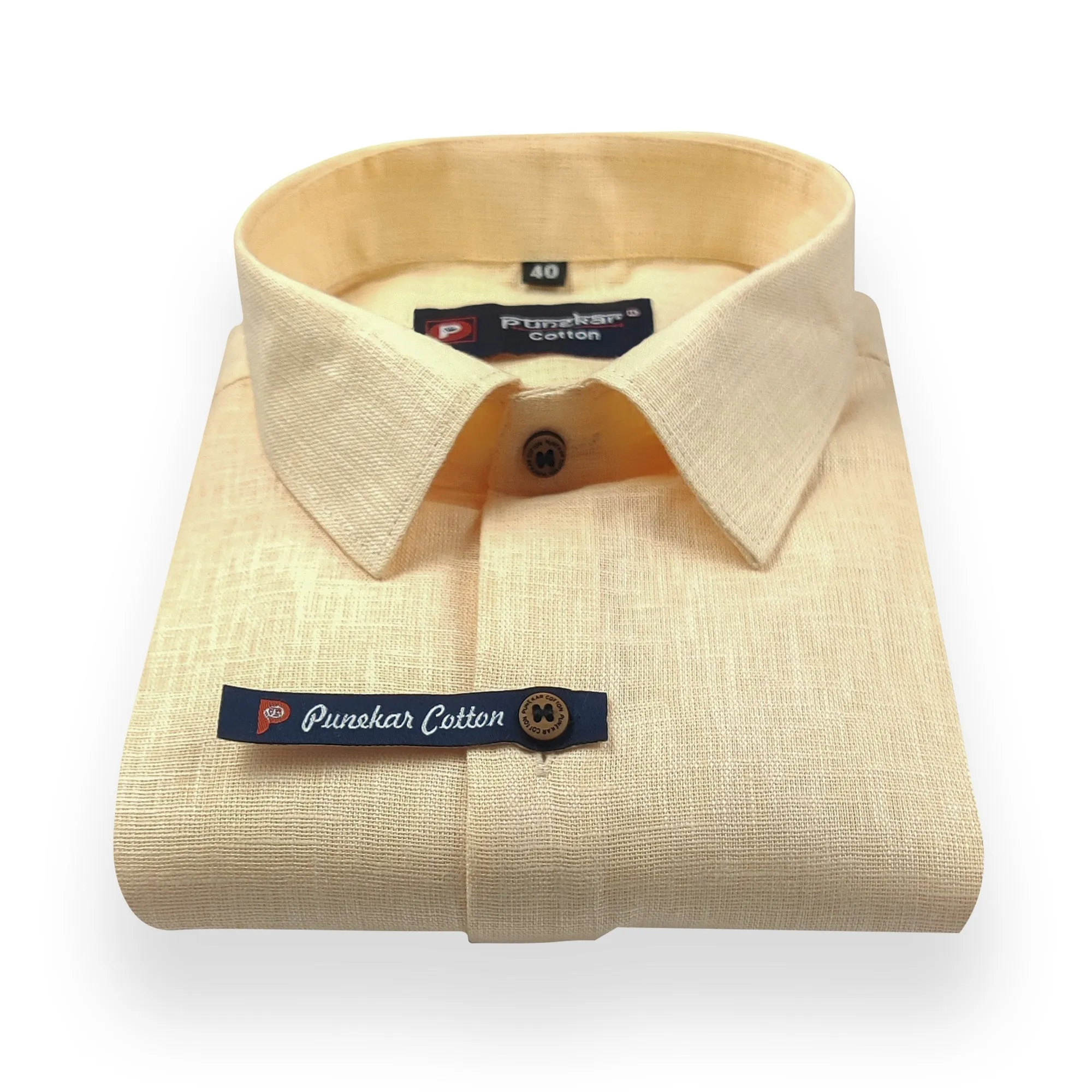 Cream Color Linenza Linen Formal Shirts For Men