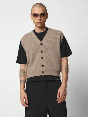 Crop Fit Button Through Knit Vest