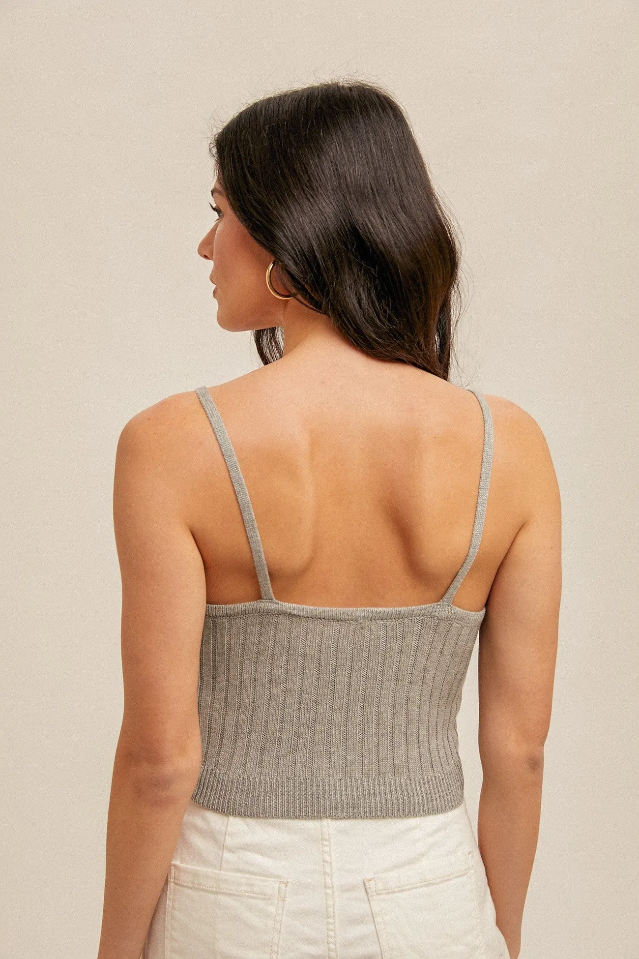 CROP RIB CAMI SWEATER