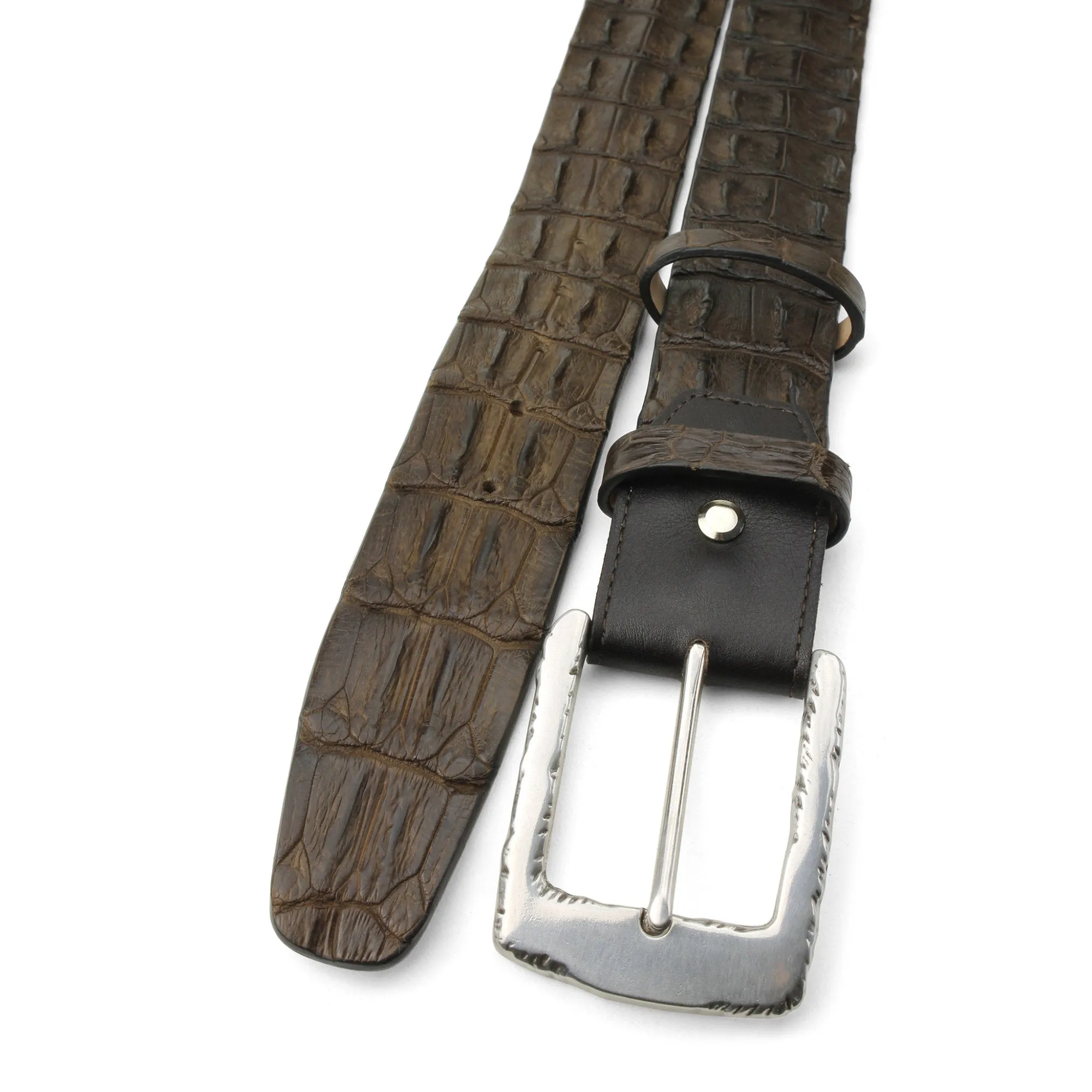 Dark Brown Porosus Crocodile Back Belt