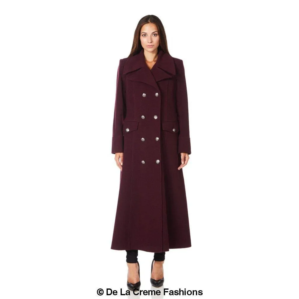 De La Creme Women's Wool and Cashmere Blend Maxi Coat (2004-WOOL)