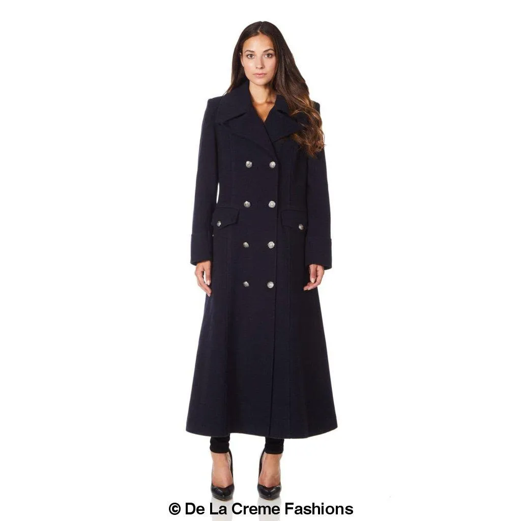 De La Creme Women's Wool and Cashmere Blend Maxi Coat (2004-WOOL)