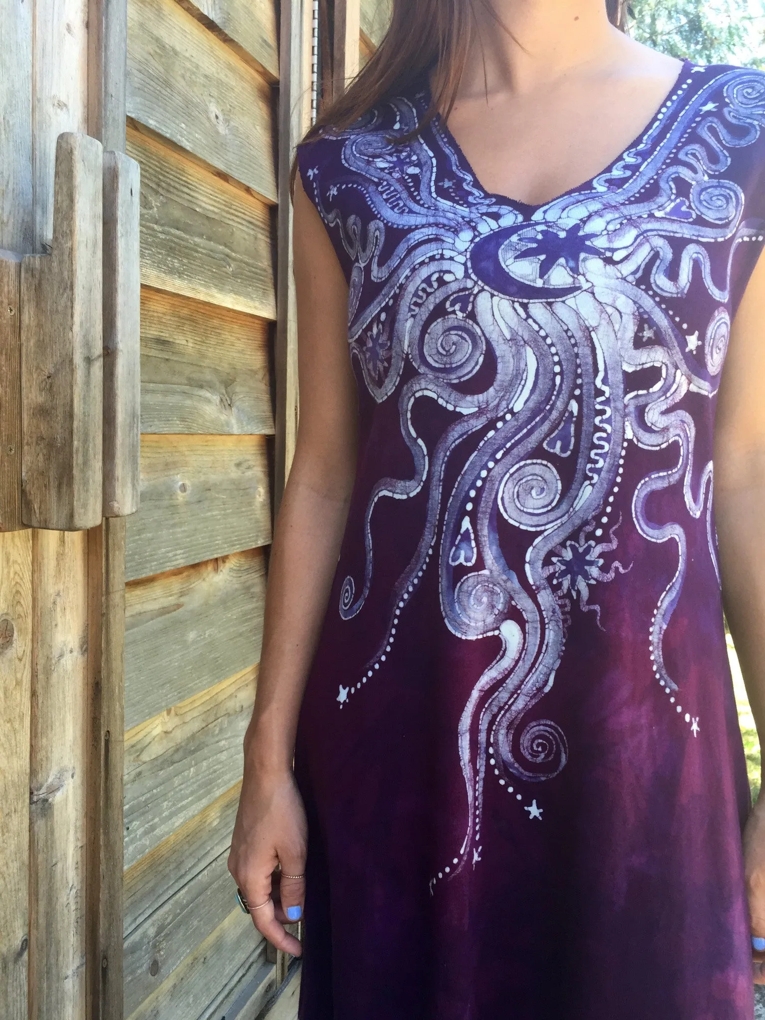 Deep Purple Galaxy Organic Cotton Batik Dress