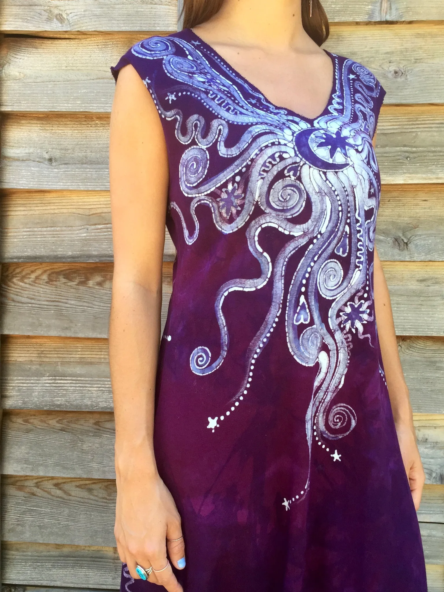 Deep Purple Galaxy Organic Cotton Batik Dress