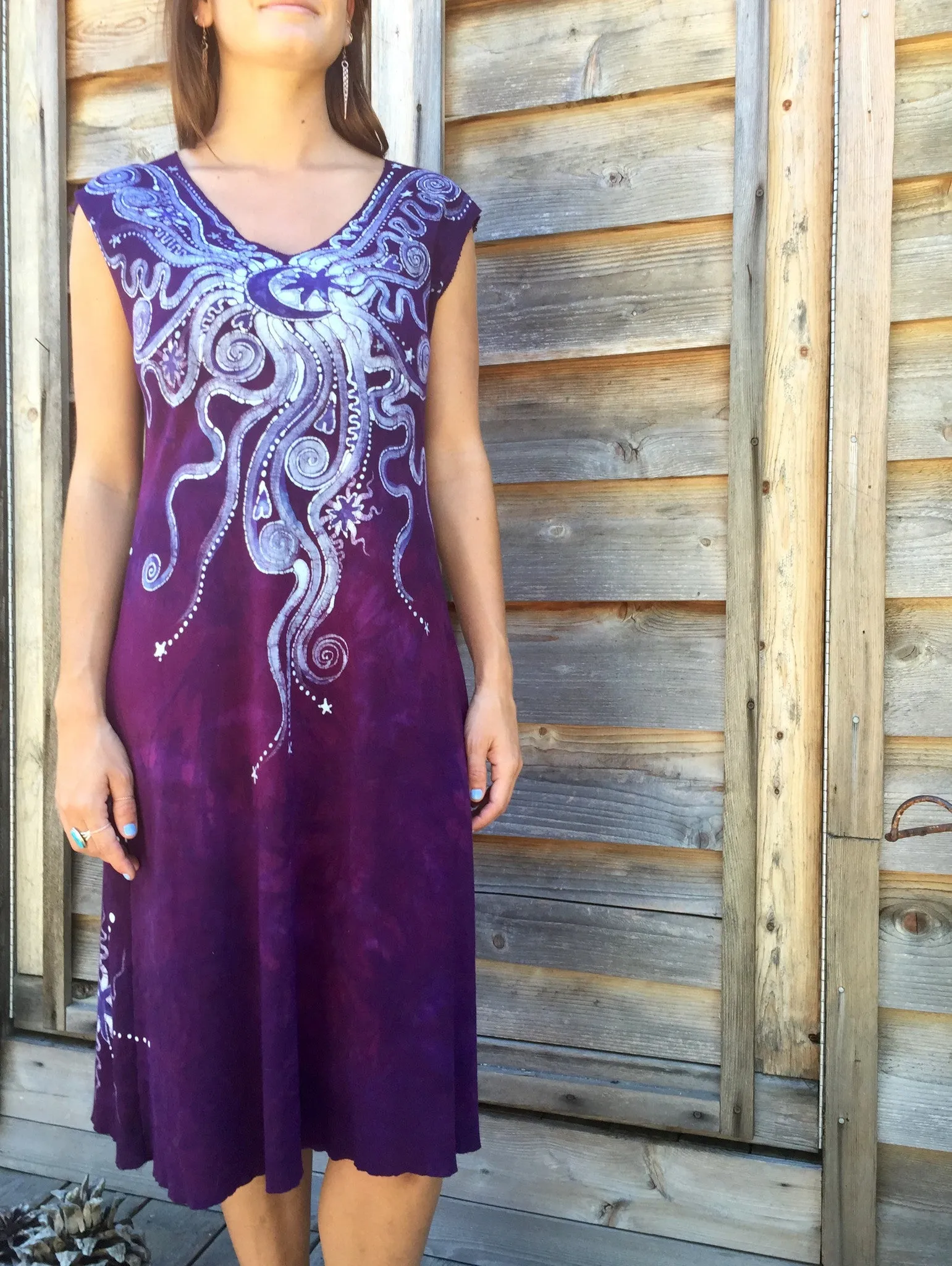 Deep Purple Galaxy Organic Cotton Batik Dress