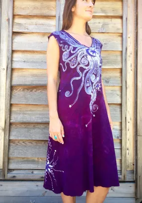 Deep Purple Galaxy Organic Cotton Batik Dress