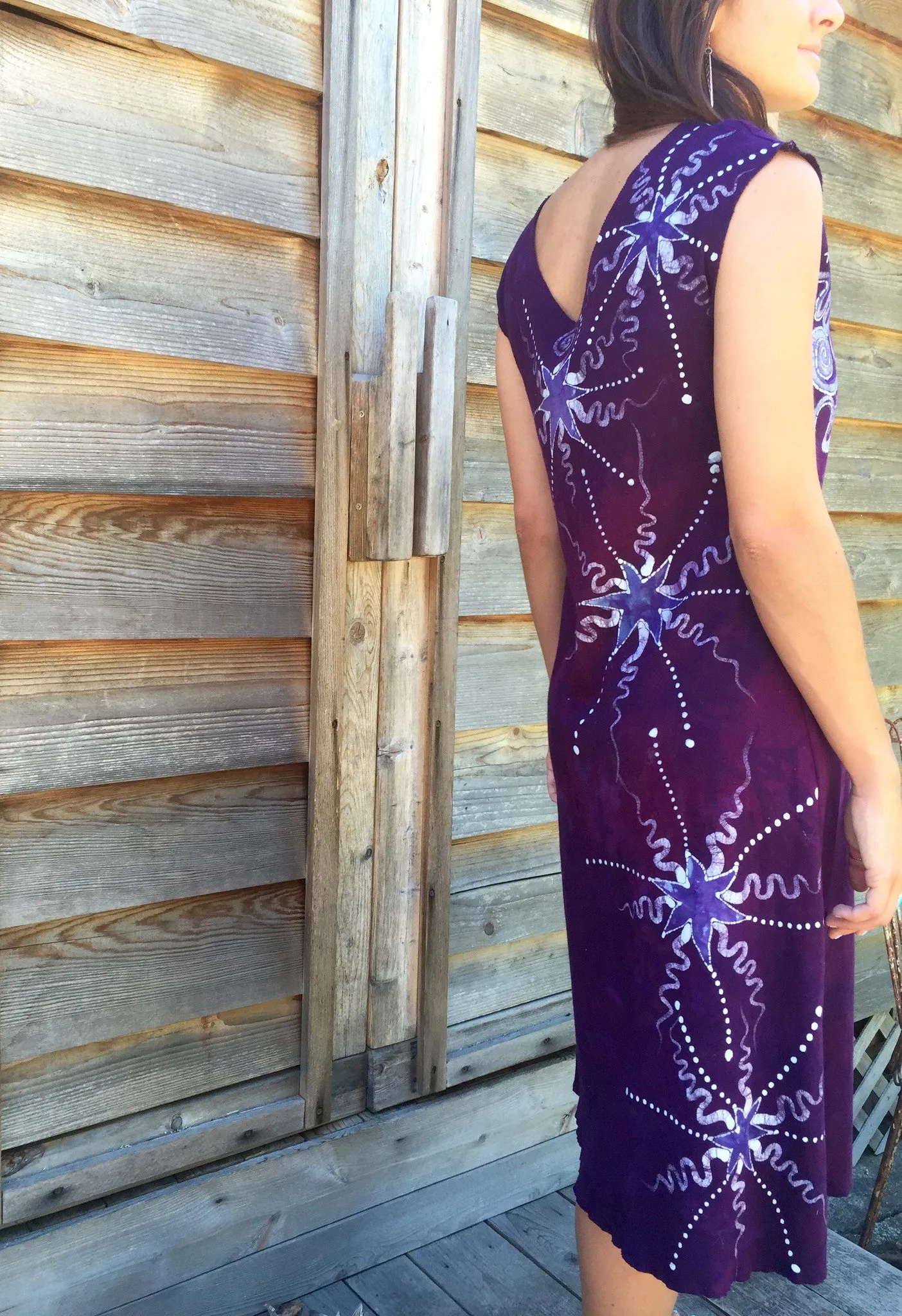 Deep Purple Galaxy Organic Cotton Batik Dress