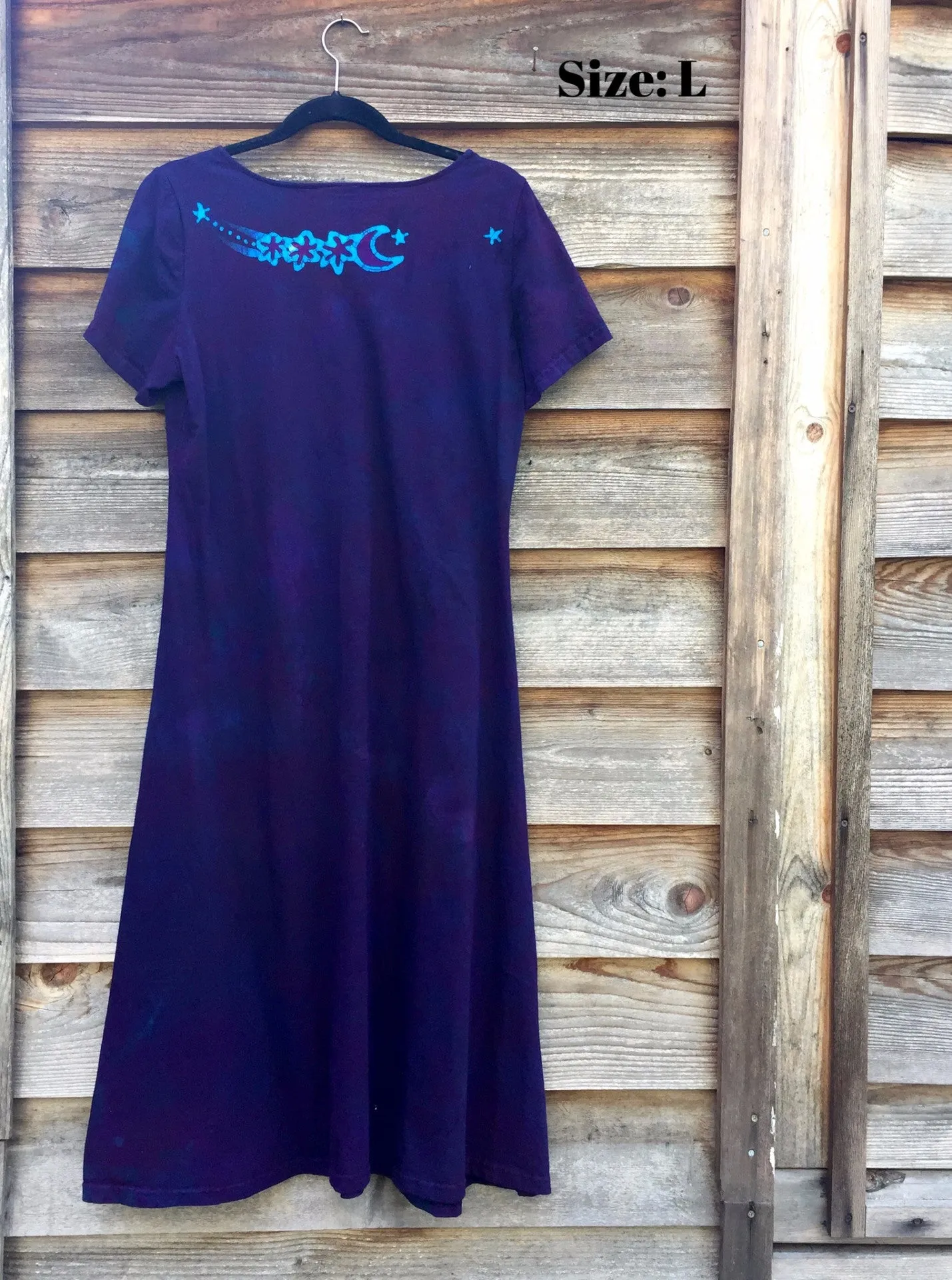 Deep Purple Moondance - Short Sleeve Batik Dress