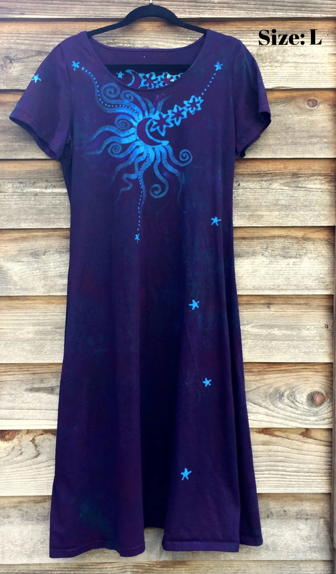 Deep Purple Moondance - Short Sleeve Batik Dress