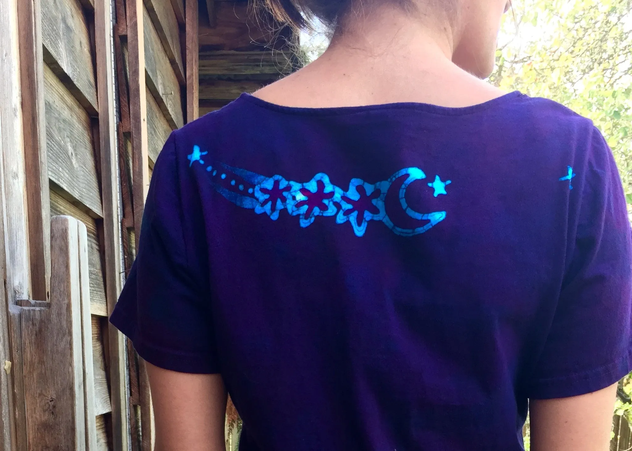 Deep Purple Moondance - Short Sleeve Batik Dress