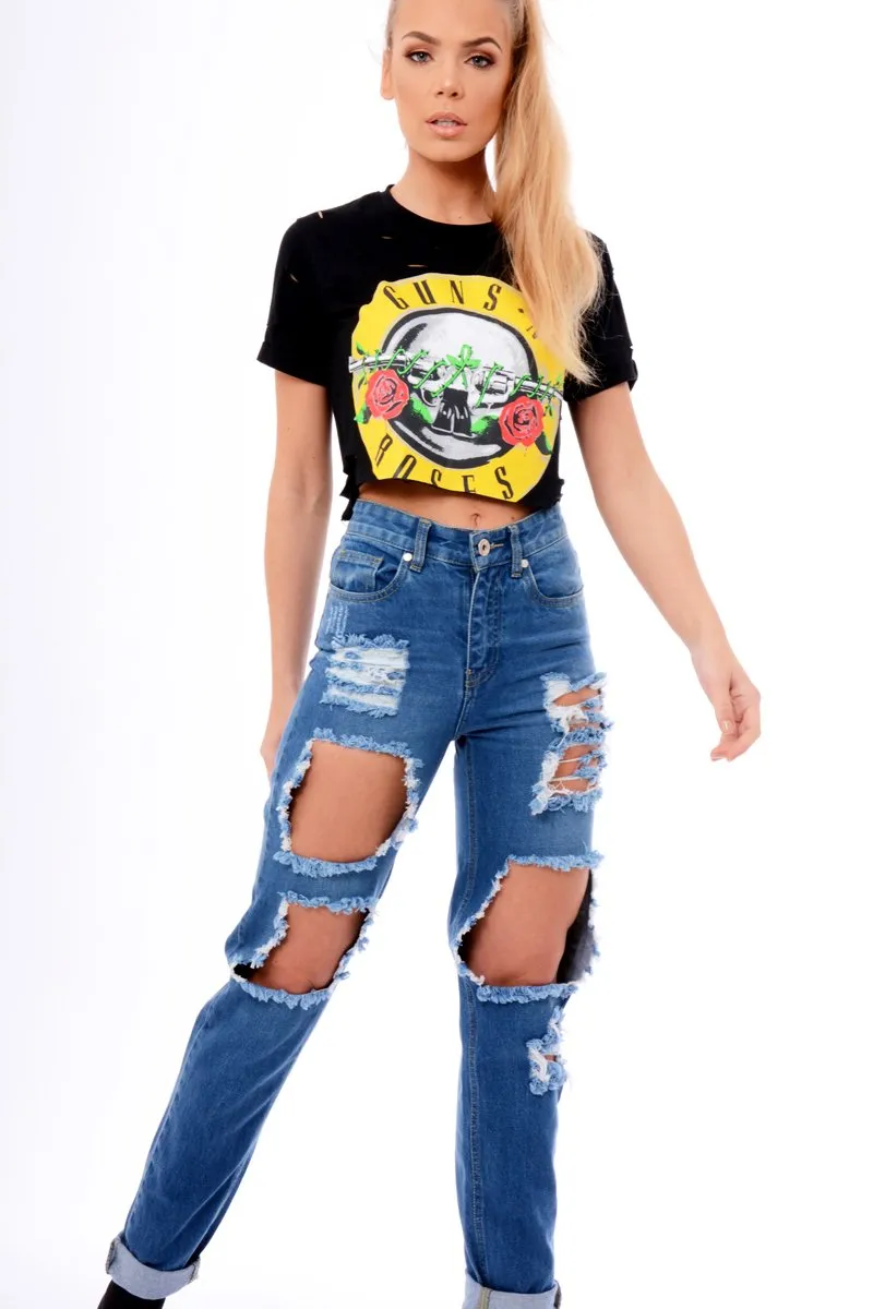 Denim Ripped Mom Jeans - Marissa