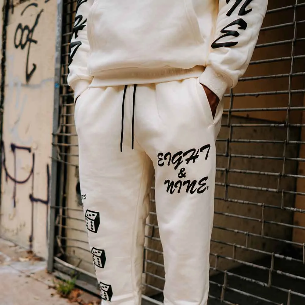 Dice Fleece Sweatpants Cream