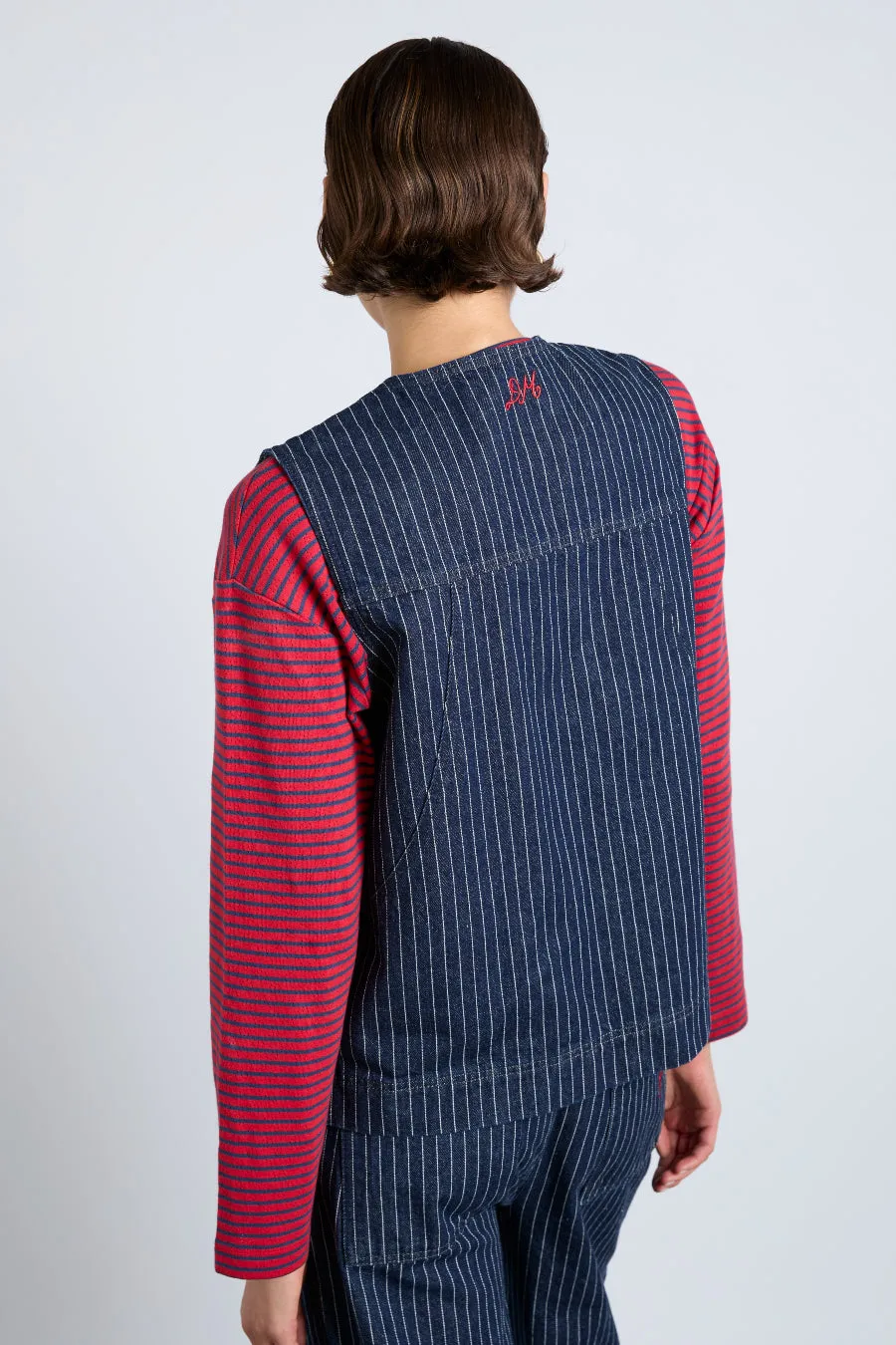 dilly gilet - navy pinstripe