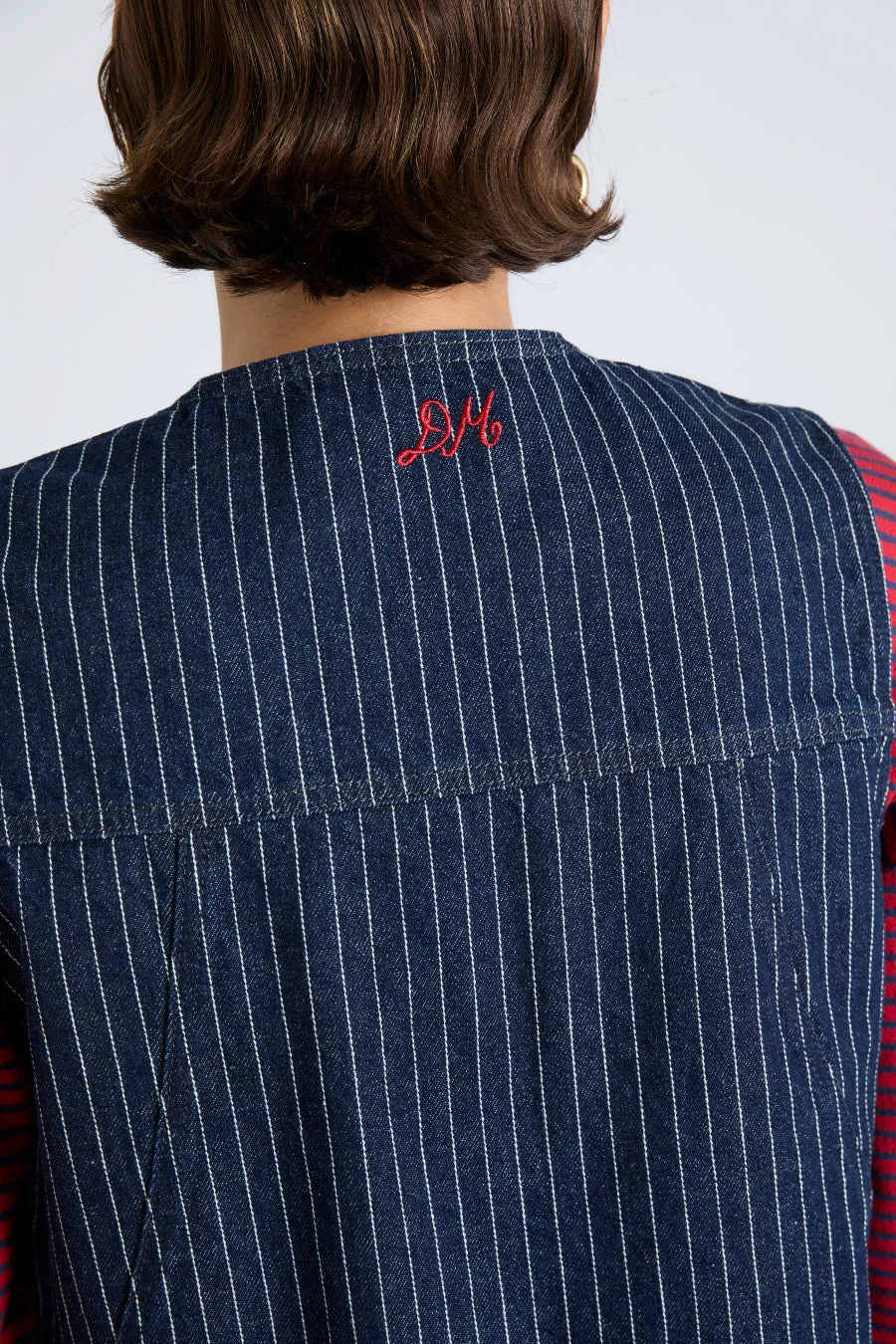 dilly gilet - navy pinstripe