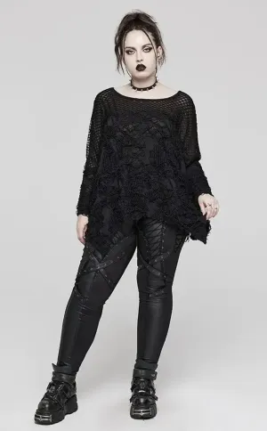 Dispirited Long Sleeve Mesh T-shirt | Plus Size