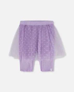 DPD Biker Short with Mesh Tulle Skirt Overlay in Lilac