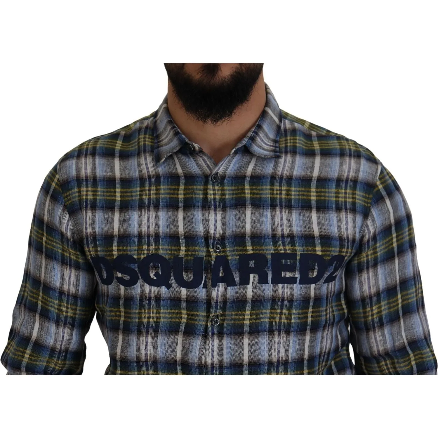 Dsquared² Multicolor Checkered Casual Men Long Sleeves Shirt