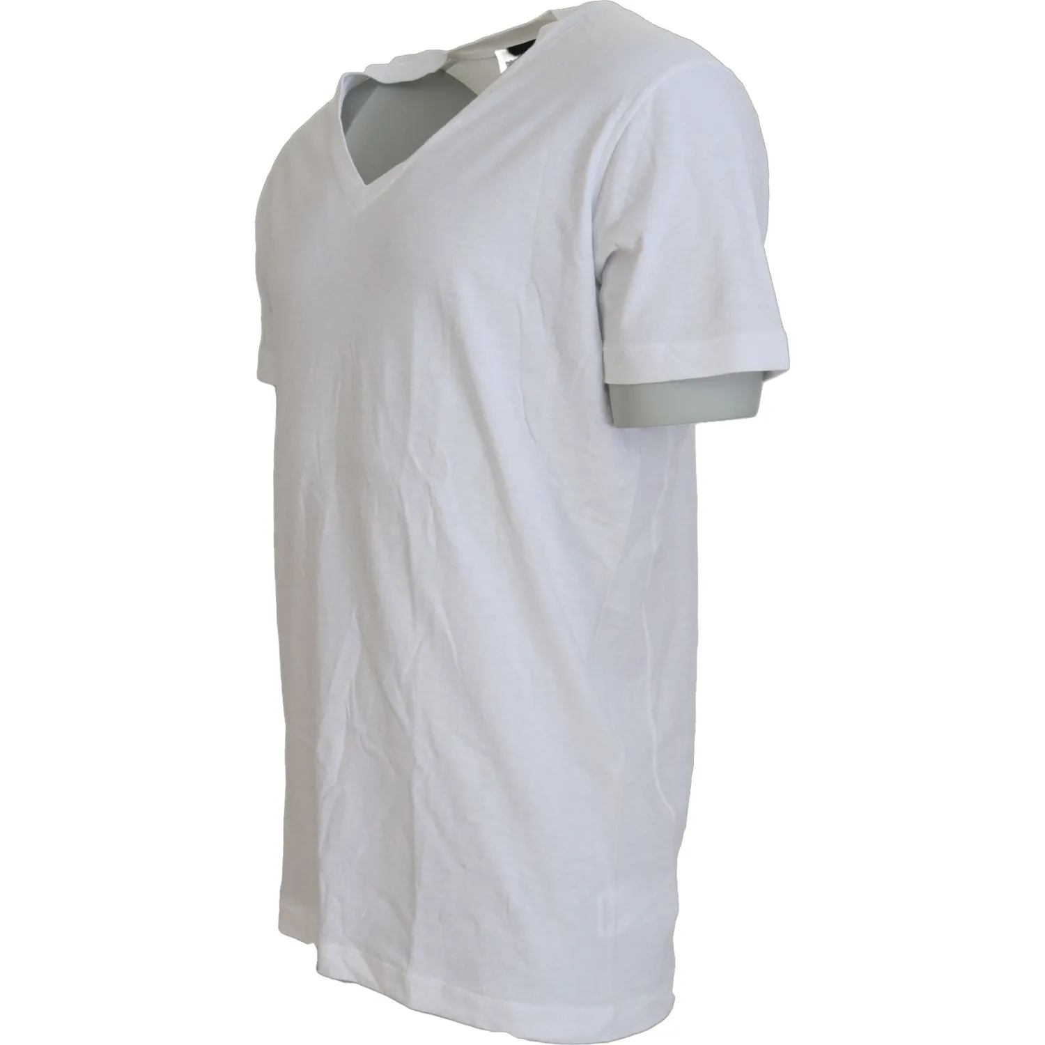 Dsquared² White Cotton Linen Short Sleeves V-neck T-shirt