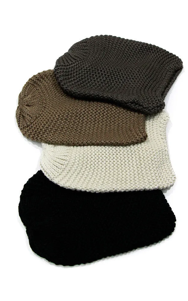 EAHT8528 Beige Solid Knit Beanie Hat