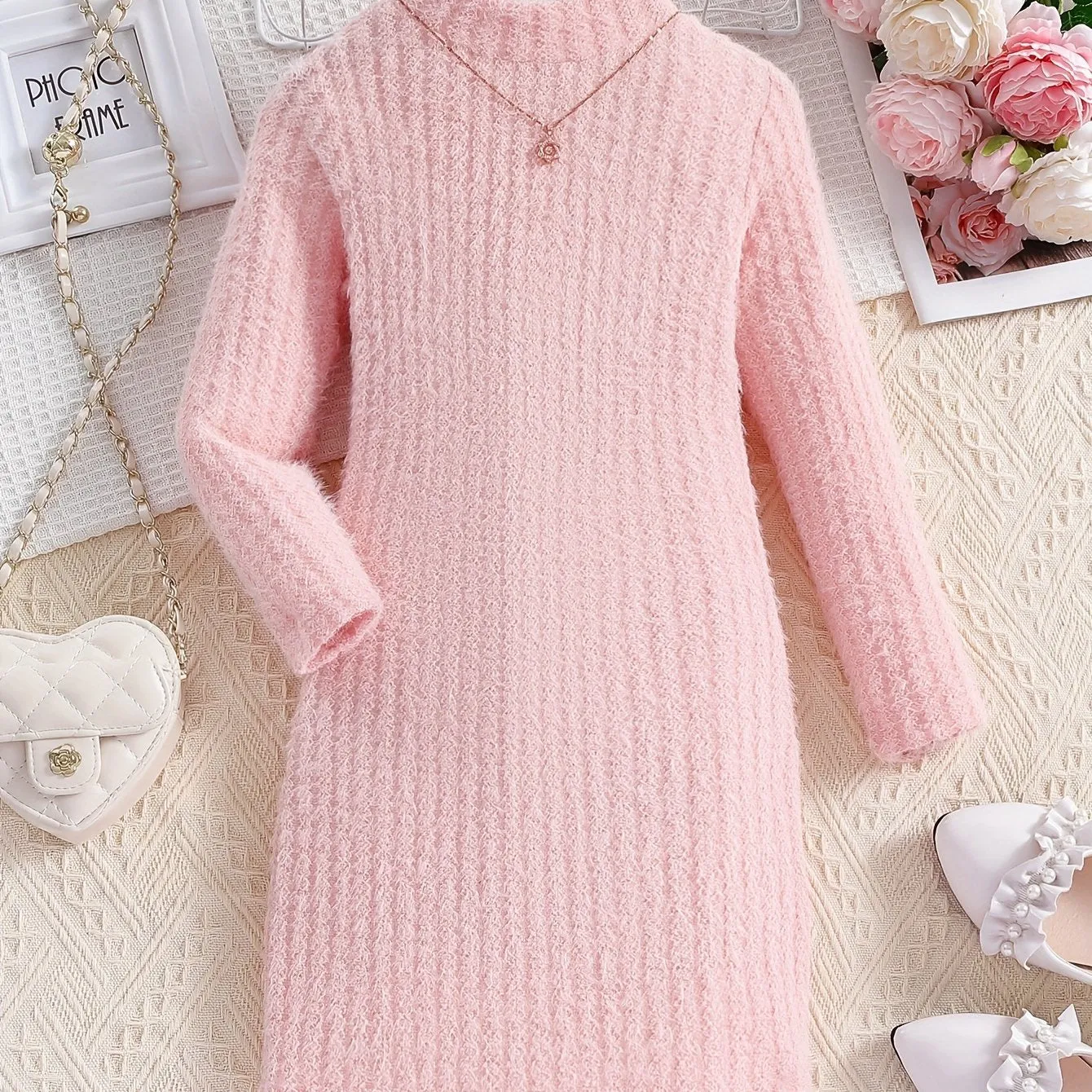 Elegant Solid Long Sleeve Dress, Comfy Warm, Fall Winter Party Dress