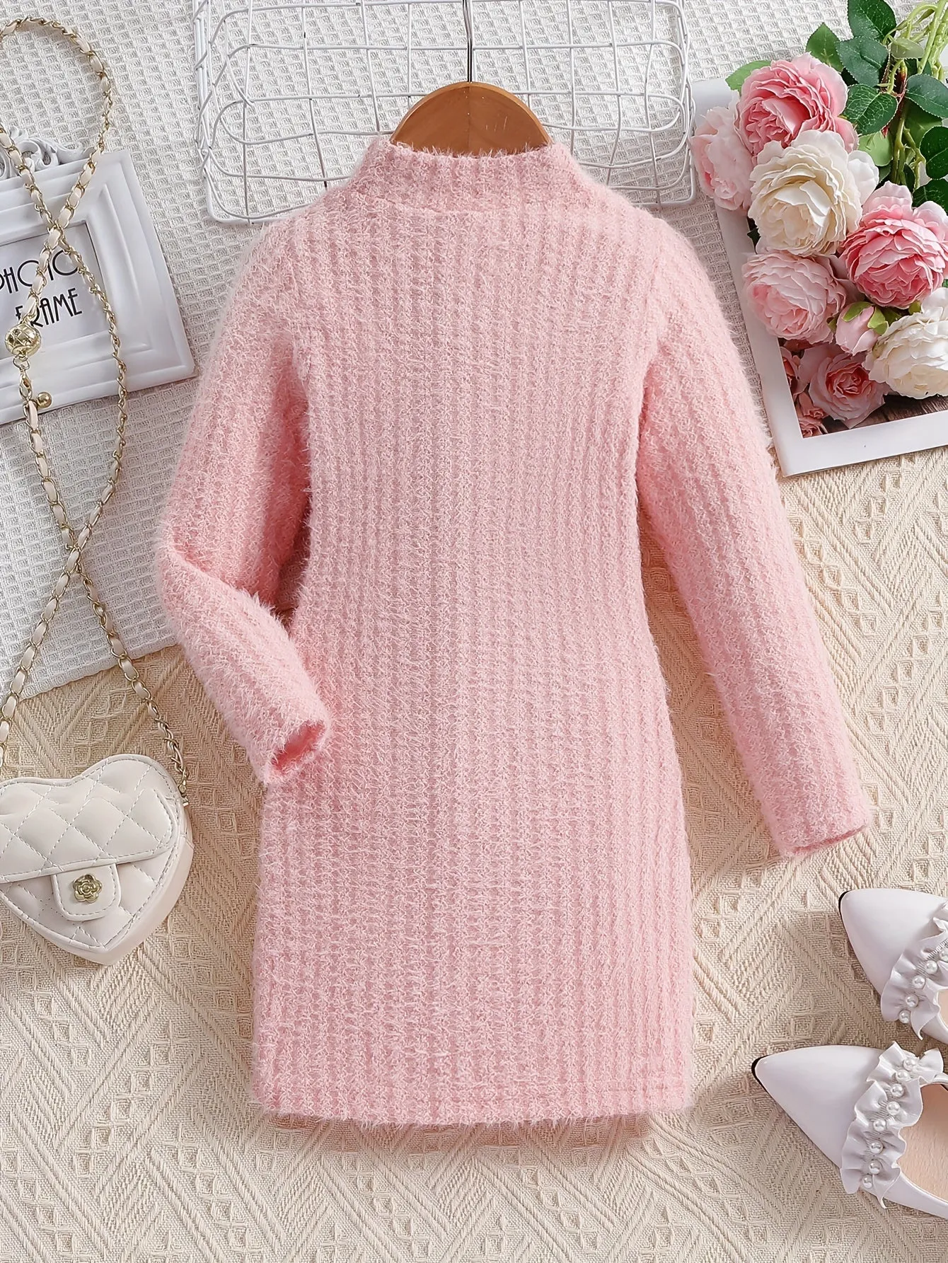 Elegant Solid Long Sleeve Dress, Comfy Warm, Fall Winter Party Dress