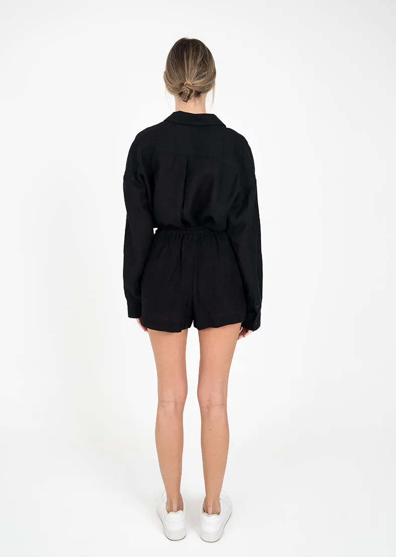 Elevate Linen Short Black