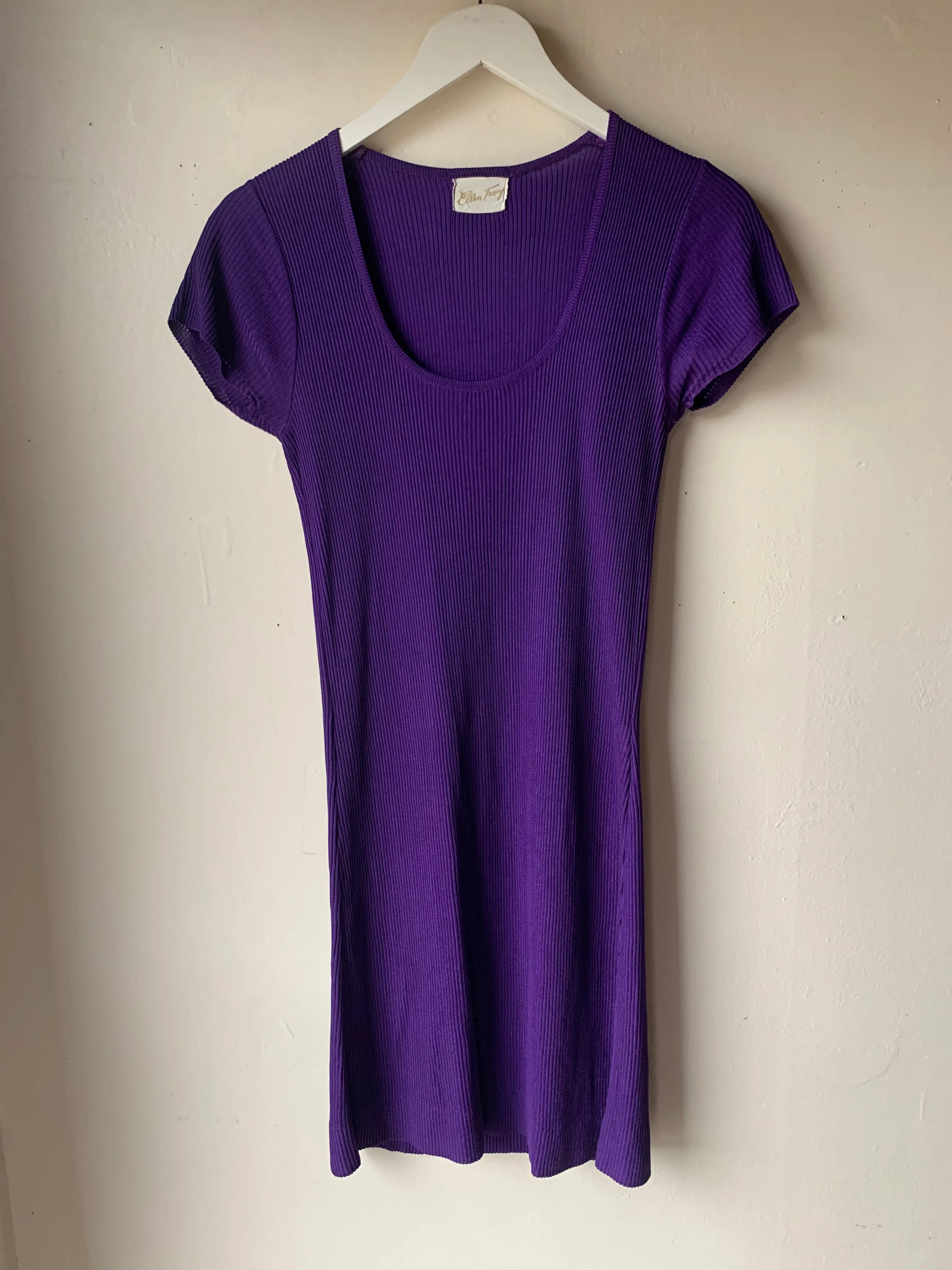 Ellen Tracy' Purple Ribbed Knit Dress