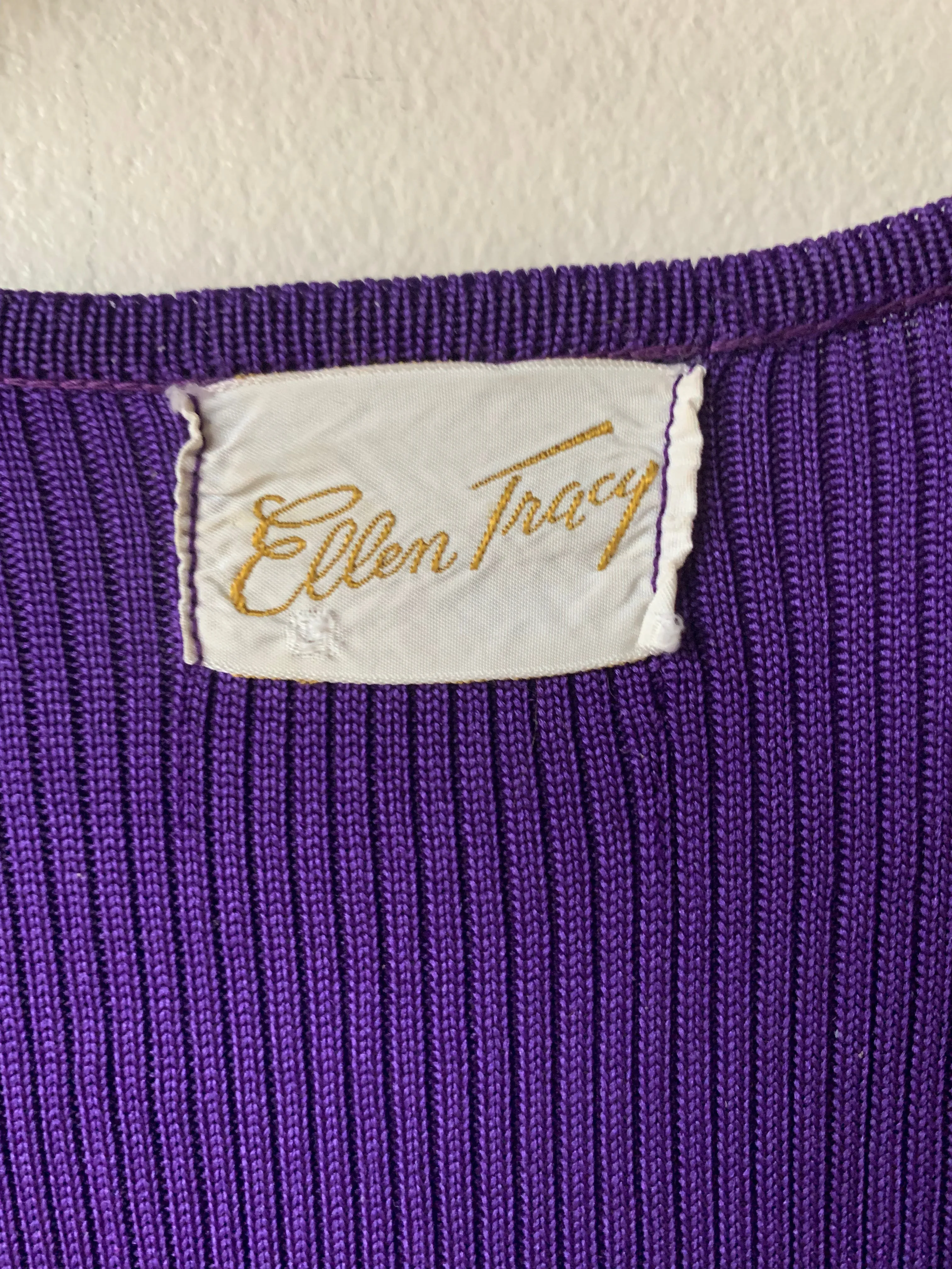 Ellen Tracy' Purple Ribbed Knit Dress