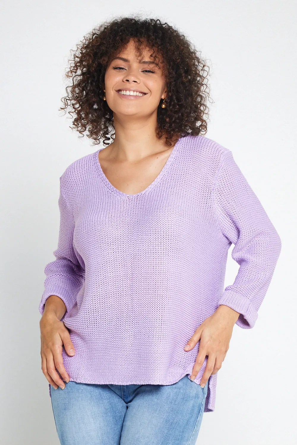 Emmy Cotton Knit Jumper - Lilac