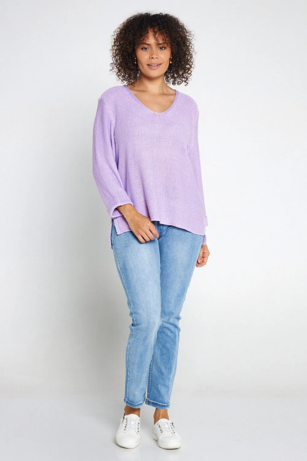 Emmy Cotton Knit Jumper - Lilac