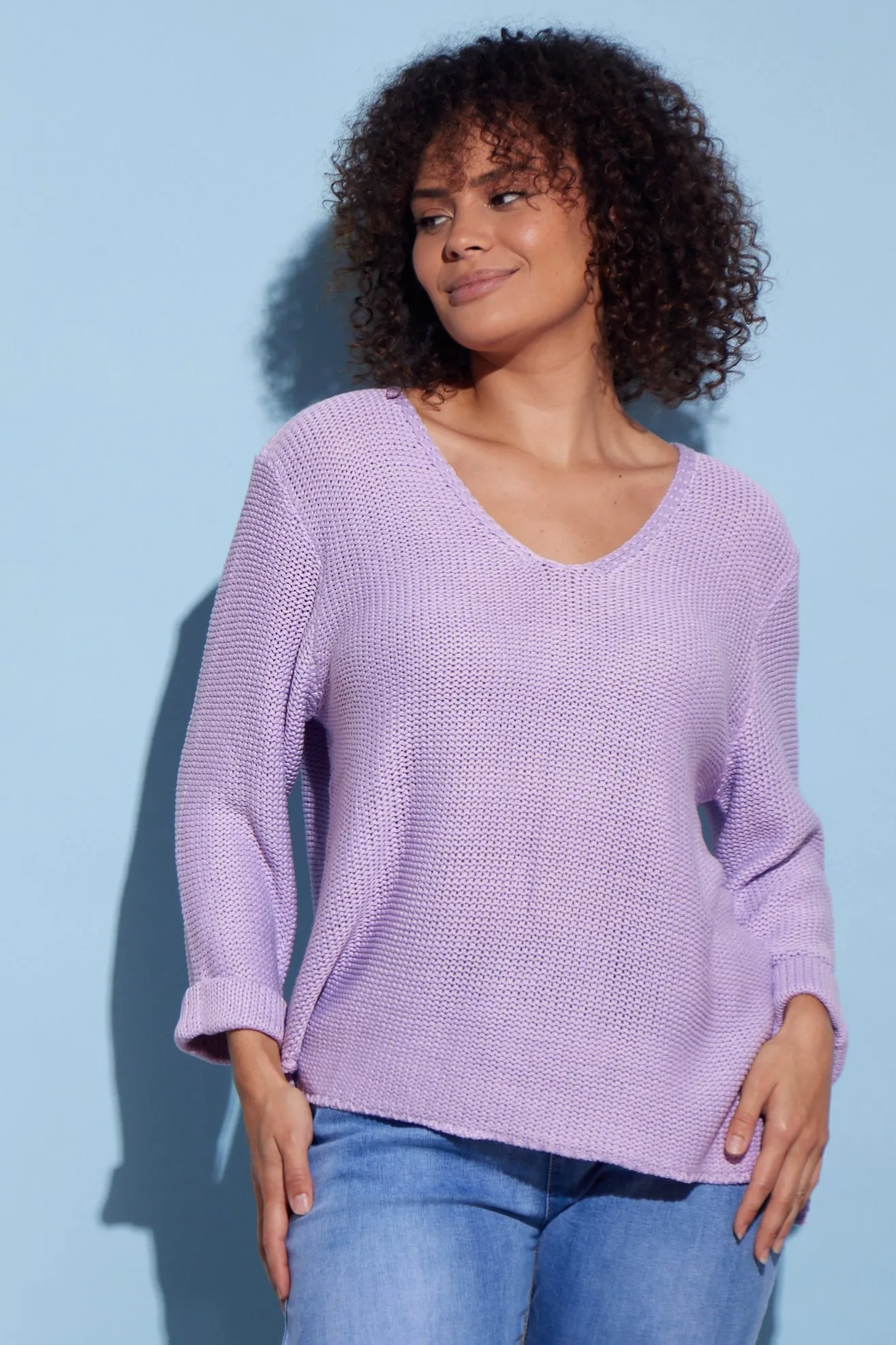 Emmy Cotton Knit Jumper - Lilac