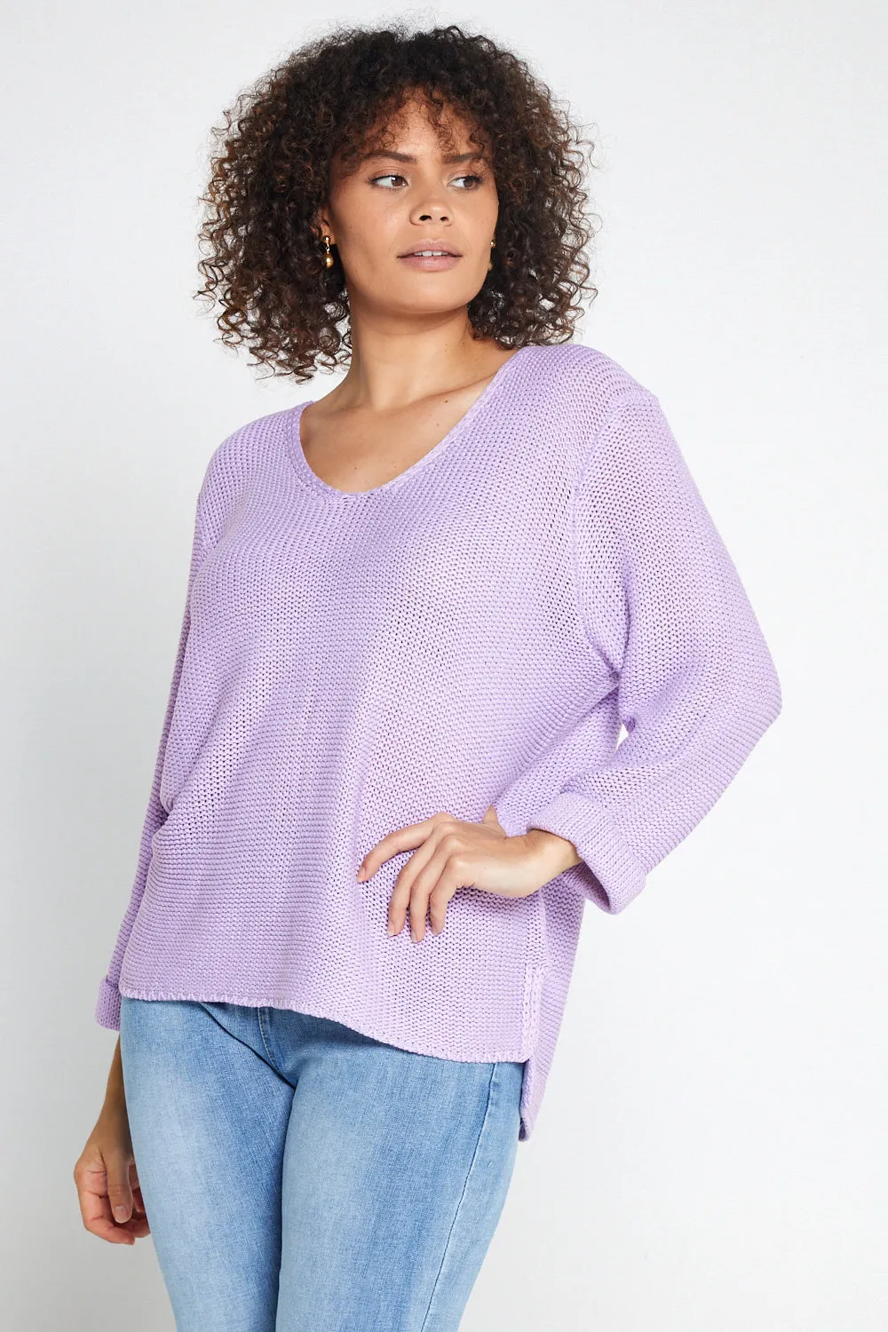 Emmy Cotton Knit Jumper - Lilac