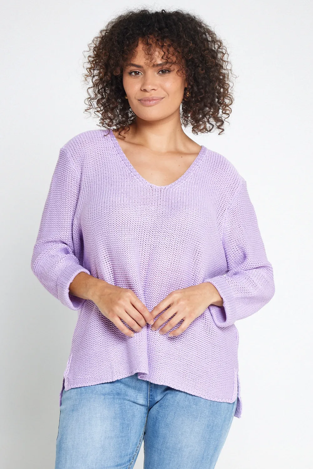 Emmy Cotton Knit Jumper - Lilac