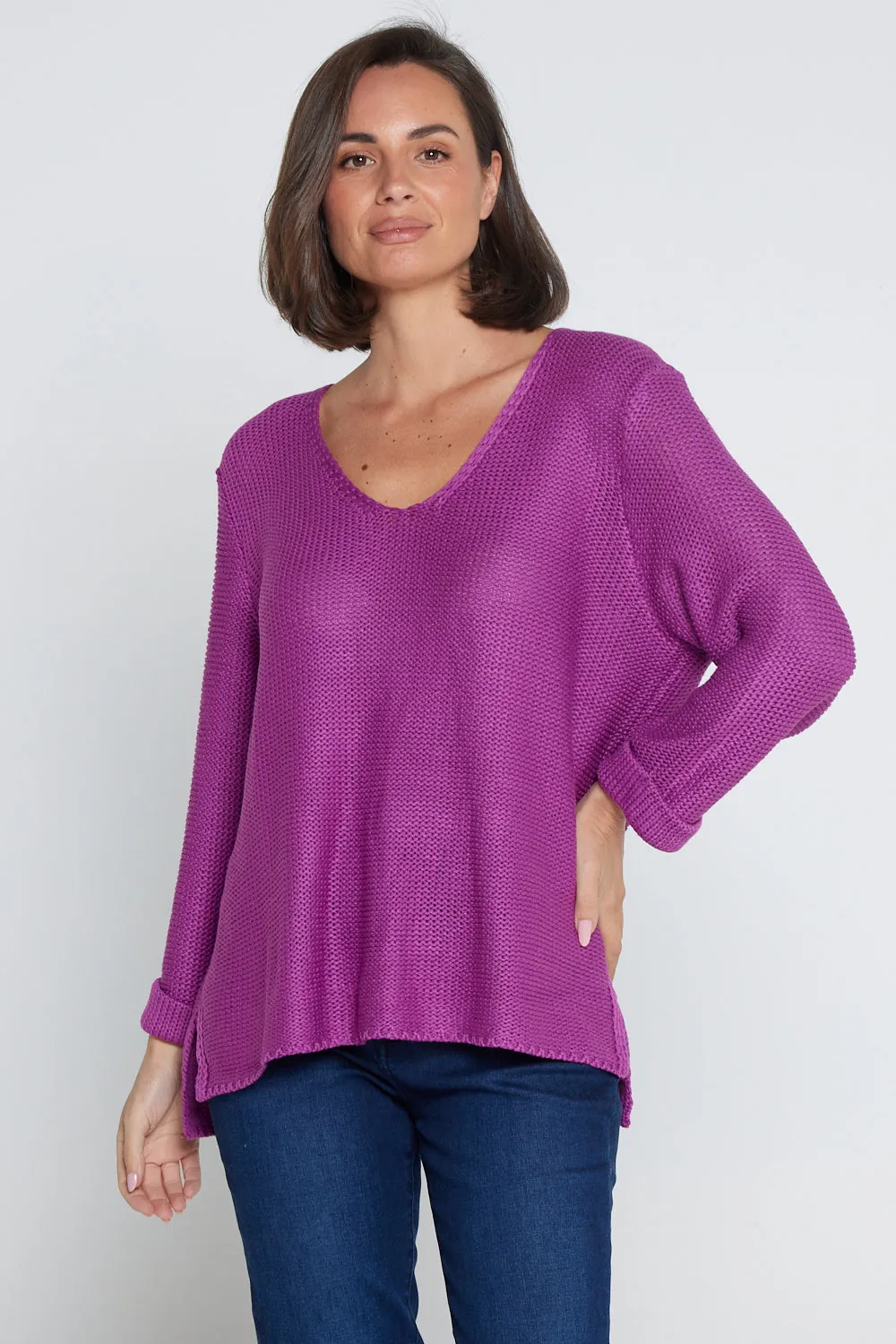 Emmy Cotton Knit Jumper - Purple