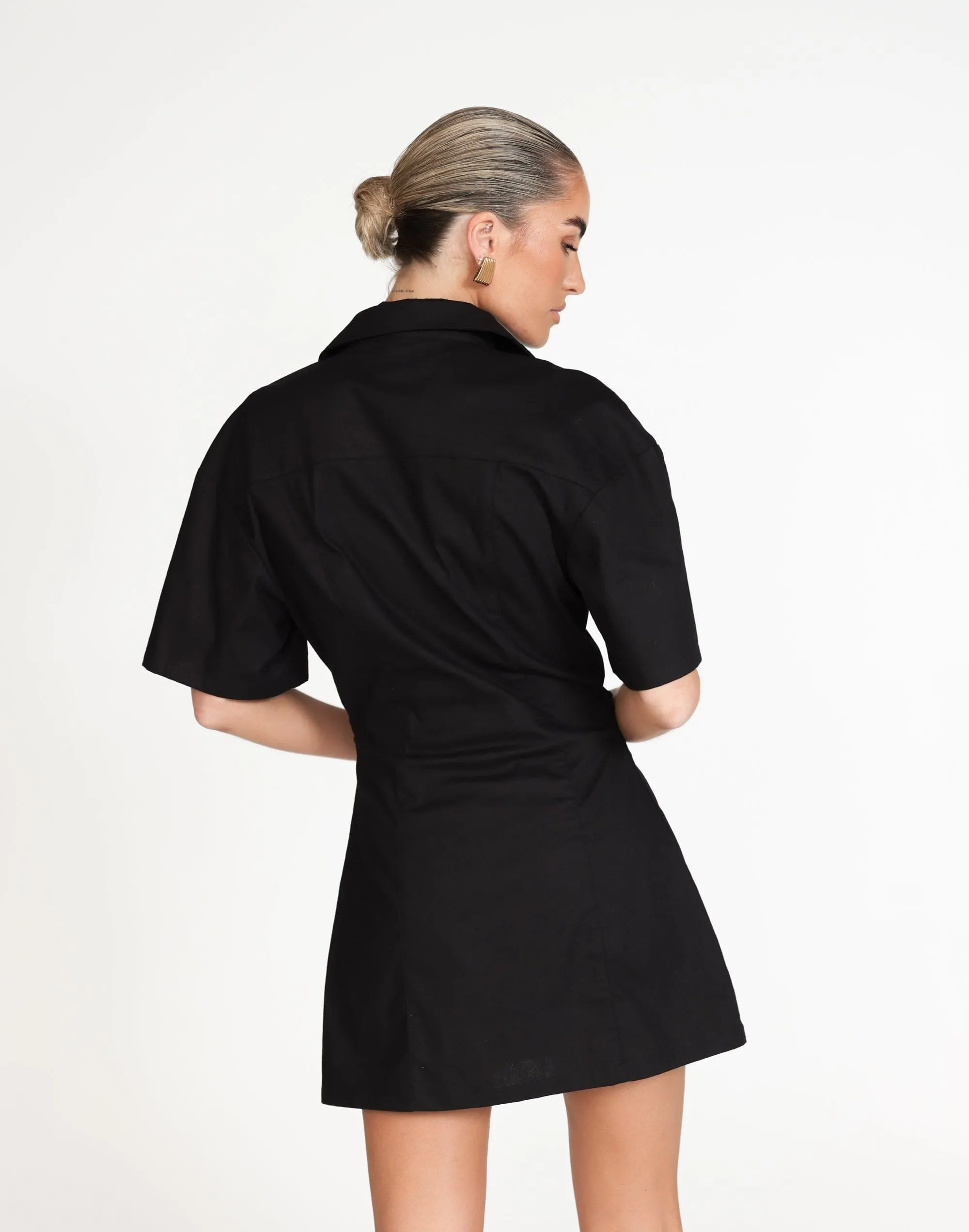 Etta Linen Mini Dress (Black)