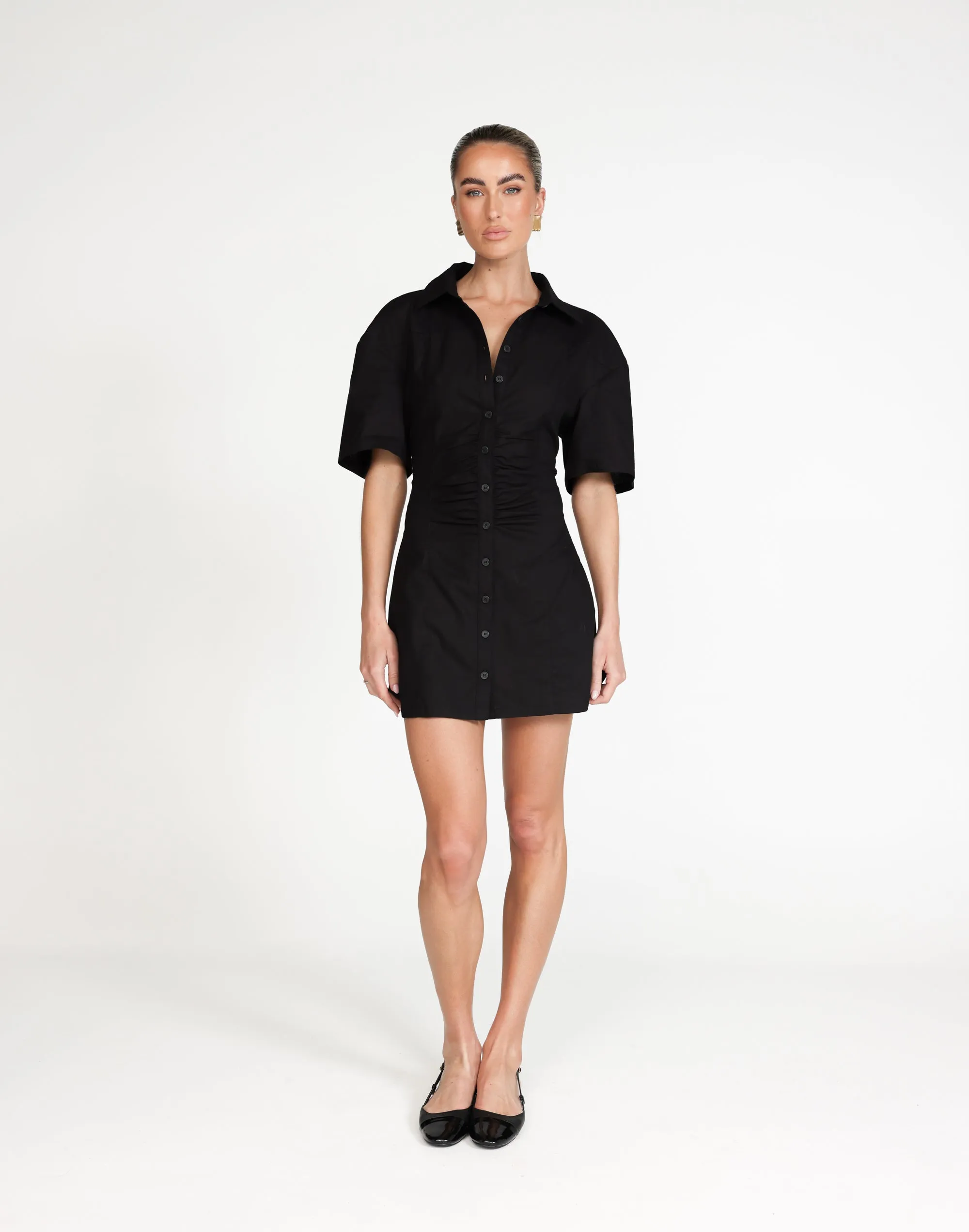 Etta Linen Mini Dress (Black)