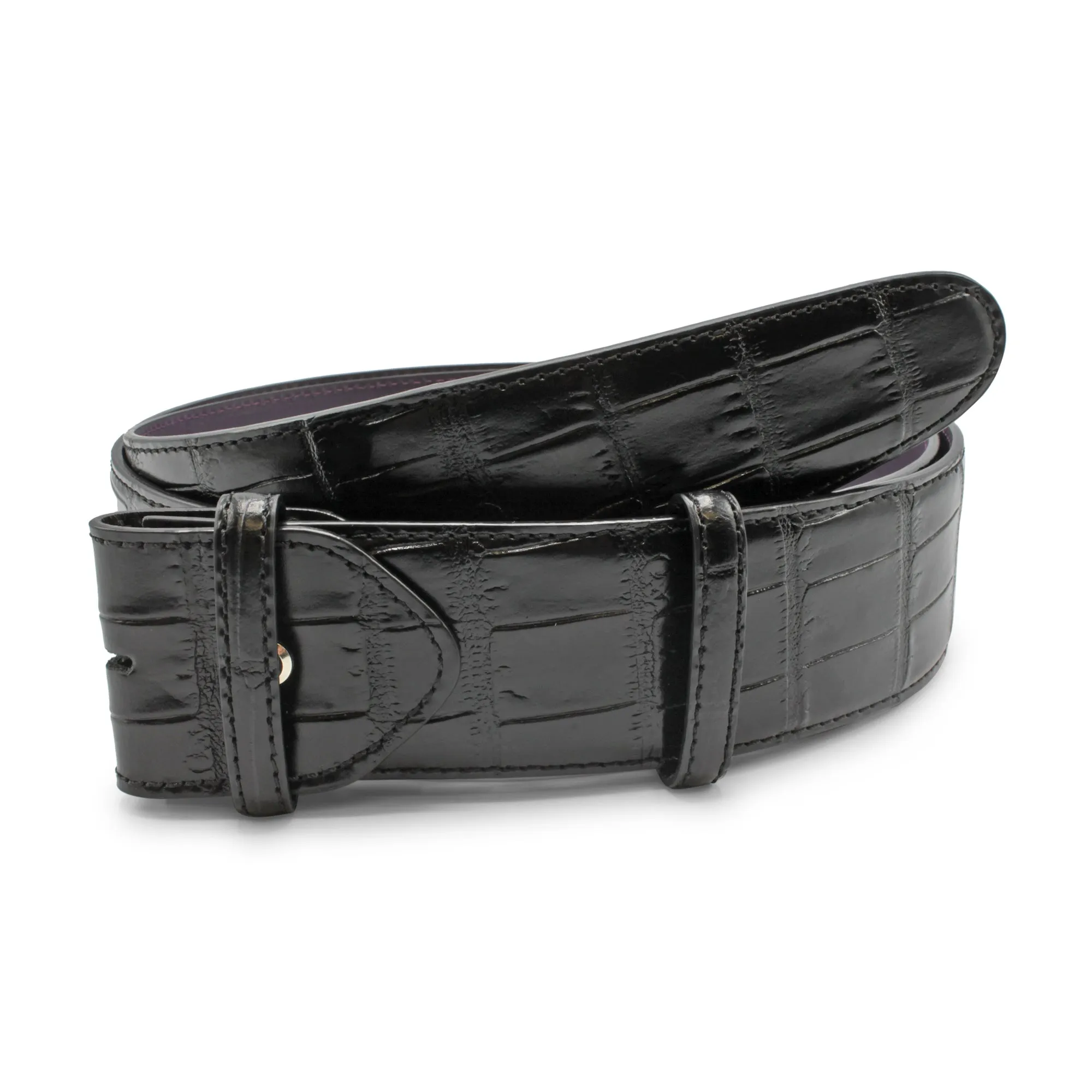 Extra Wide Mock Alligator Tail Effect Belt Strap