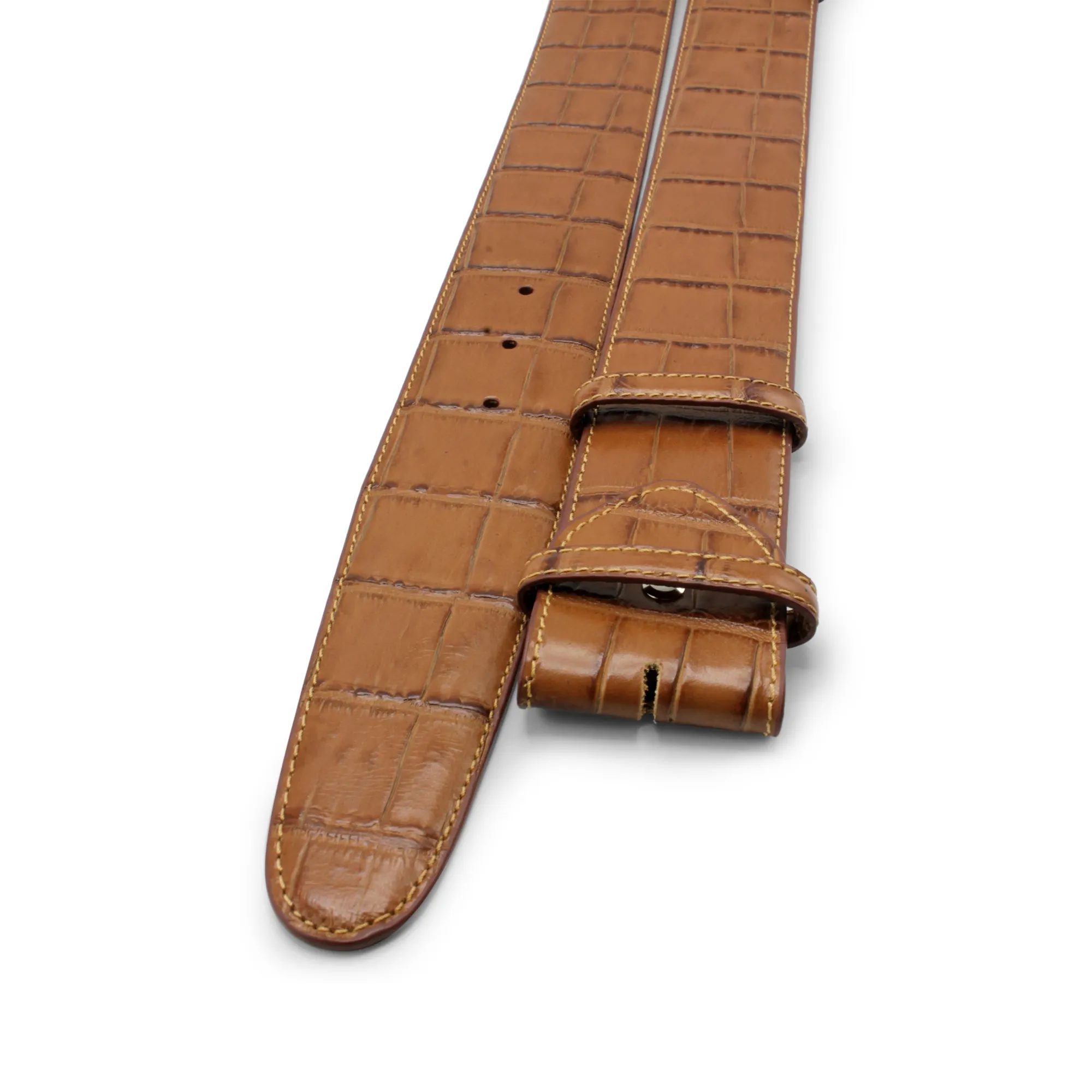 Extra Wide Mock Alligator Tail Effect Belt Strap