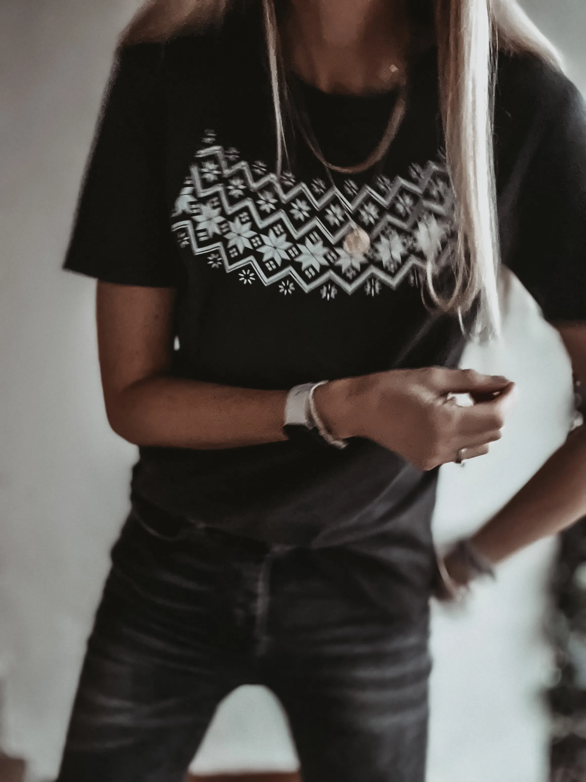 Fair isle vintage black boyfriend tee *new*