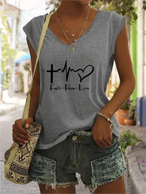 Faith  Love Sleeveless Tank Casual Spring  Summer Style