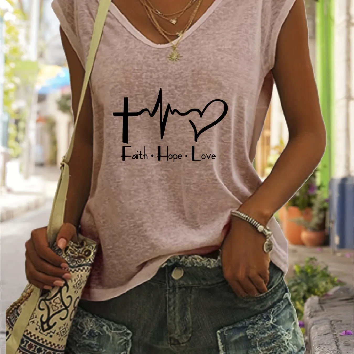 Faith  Love Sleeveless Tank Casual Spring  Summer Style